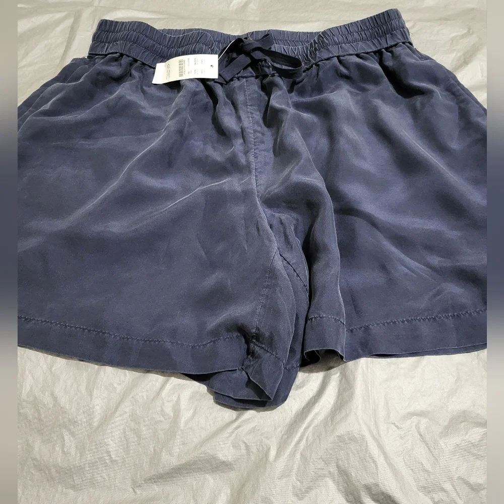 J. Crew Silk Navy High-Waist Pull-On Shorts